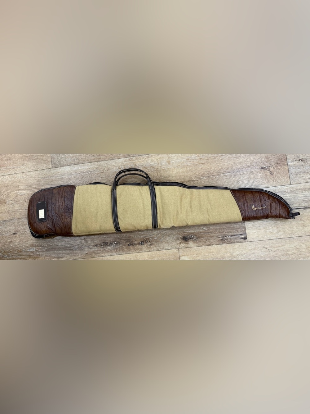 VTG Browning 48” Soft Rifle Shotgun Case Tan Brown Canvas Leather Padded Gun